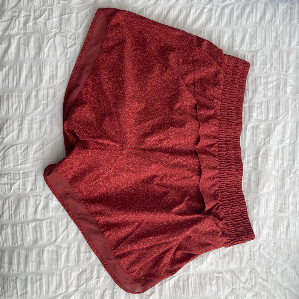 Athleta Rust Red Racer Run Shorts - Picture 2 of 4